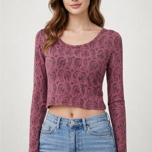 American Eagle Pink Paisley Crop Top